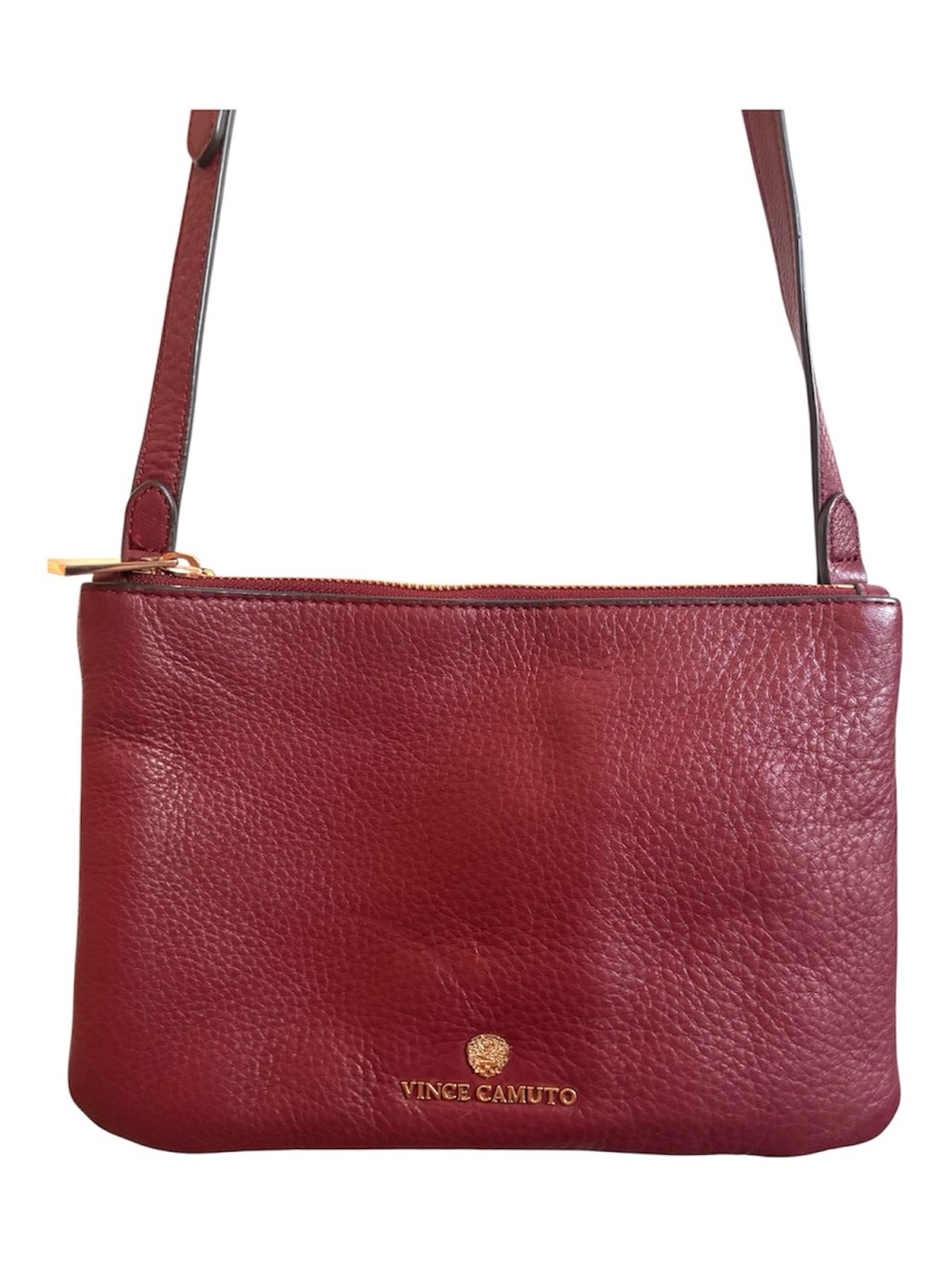 Vince Camuto Wine Red Pebbled Leather Crossbody